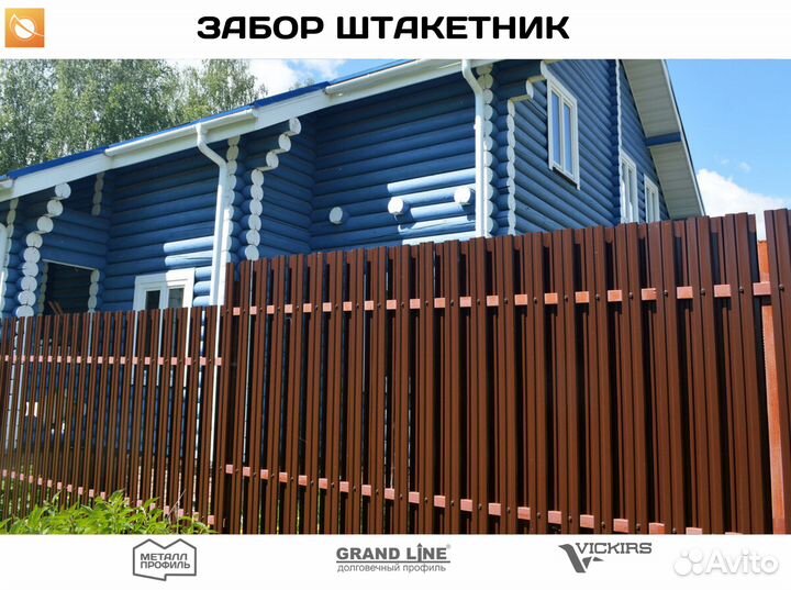 Металлический штакетник для забора