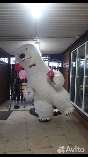 Ростовая кукла/аниматоры/белый мишка поздравление