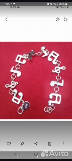 Браслет музыкальный с нотами 925