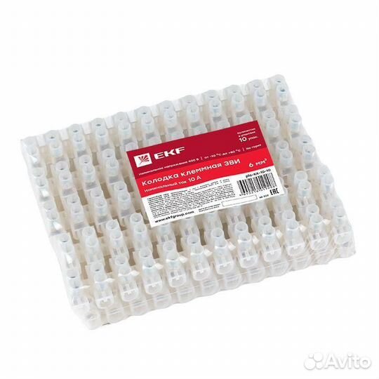 Колодка клеммная 10кв.мм 10А полиэтилен PROxima EKF plc-KK-10-10