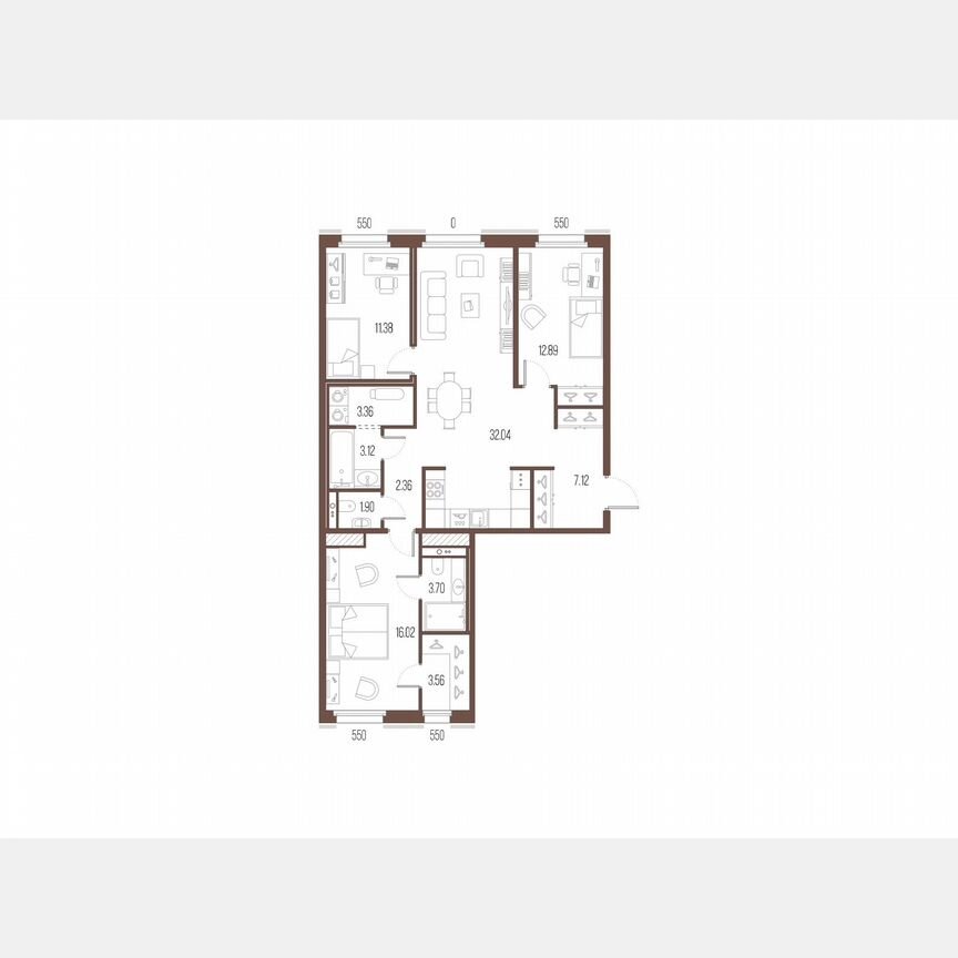 3-к. квартира, 97,5 м², 6/10 эт.