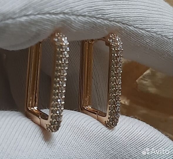 Серьги с цирконами позолоченные