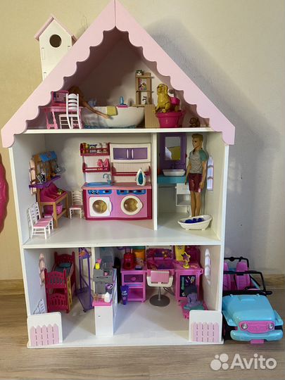 Кукольный домик для барби с мебелью