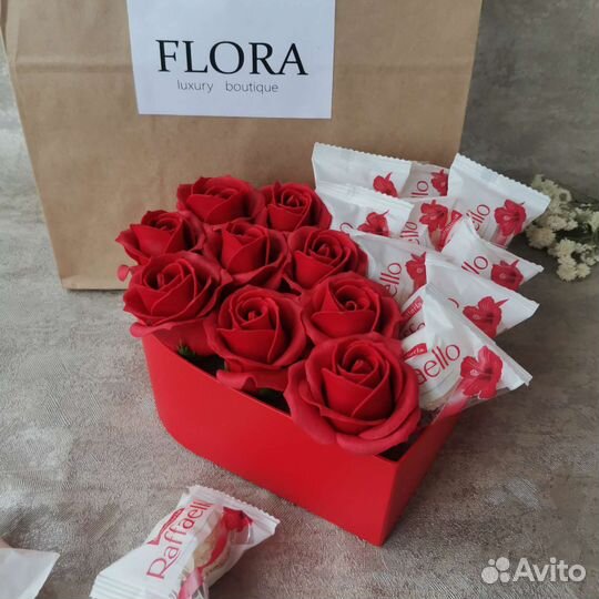 Букет Сердце / мыльные розы / цветы из мыла