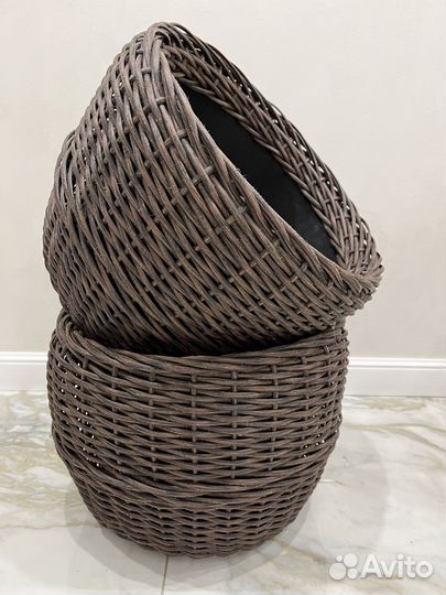 Кашпо для цветов из экоротанга