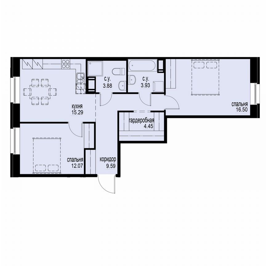 2-к. квартира, 65,7 м², 3/12 эт.