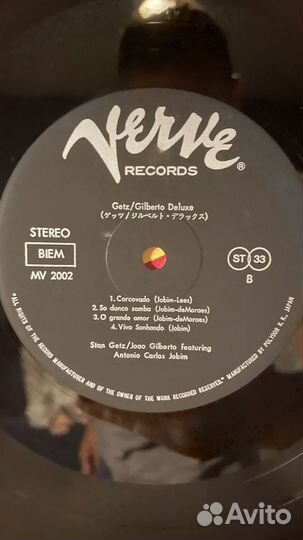 Винил Stan Getz/Goao Gilberto (Verve) Japan 1974