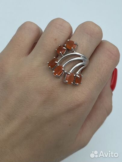 Кольцо серебро 925 сердолик веточка