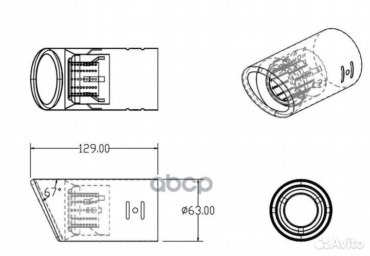 Насадка на глушитель 63х135х63 мм. хром A070101