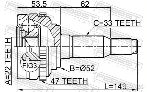 ШРУС наружный с ABS febest, 1110J200A47