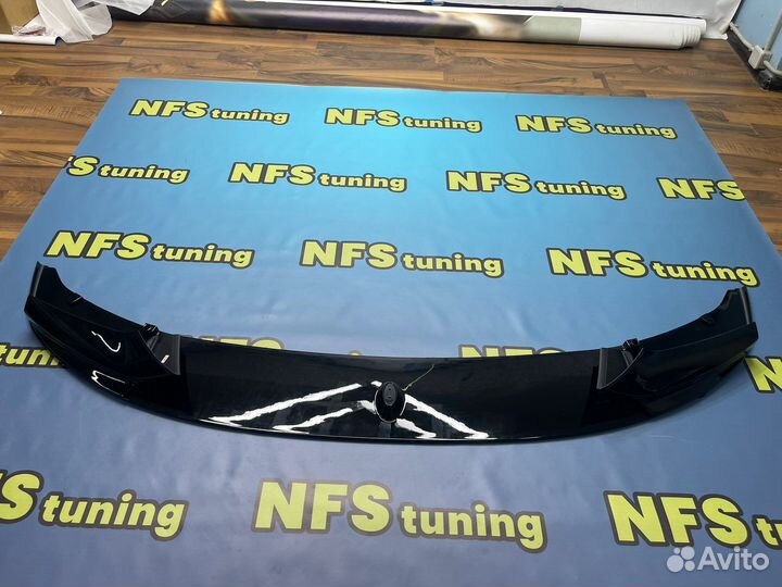 Сплиттер для BMW F10 М пакет черный глянец