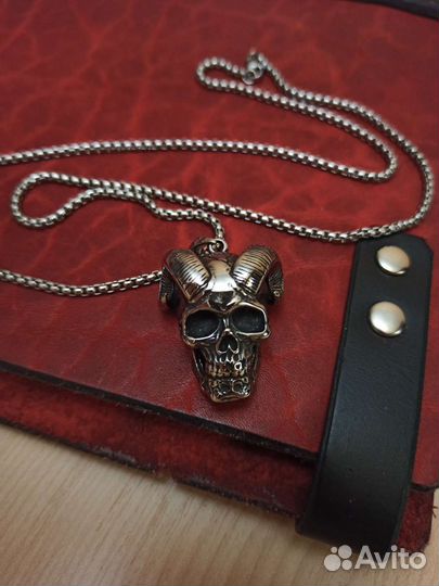 Кулон Рогатый череп нержавеющая сталь