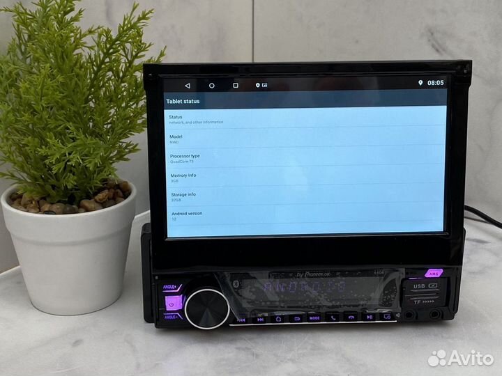 Магнитола 1 din с выдвижным экраном android 3/32gb