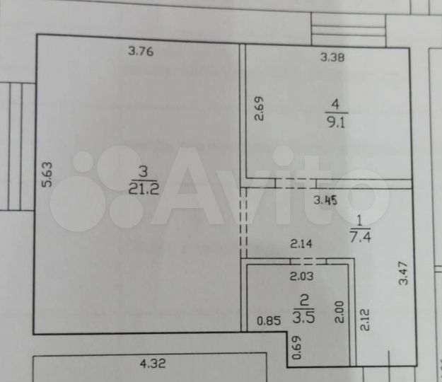 1-к. квартира, 41,2 м², 3/6 эт.
