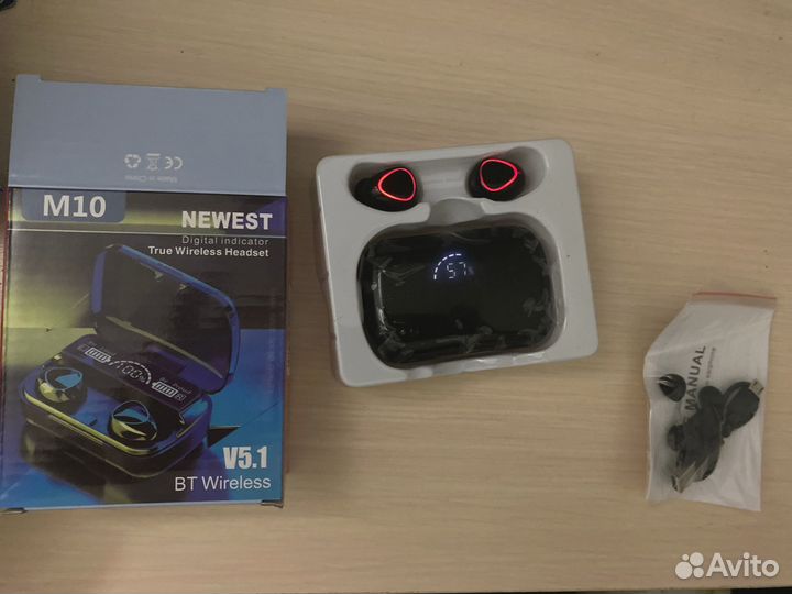 Наушники беспроводные M10, с Powerbank 2000 мАч