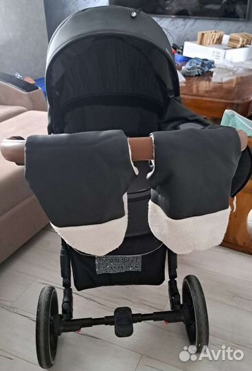 Коляска Peppy Space 2в1 экокожа,чёрная