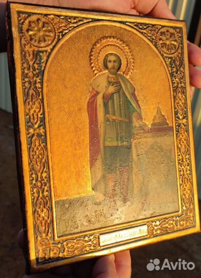 Старинная икона. Александр Невский