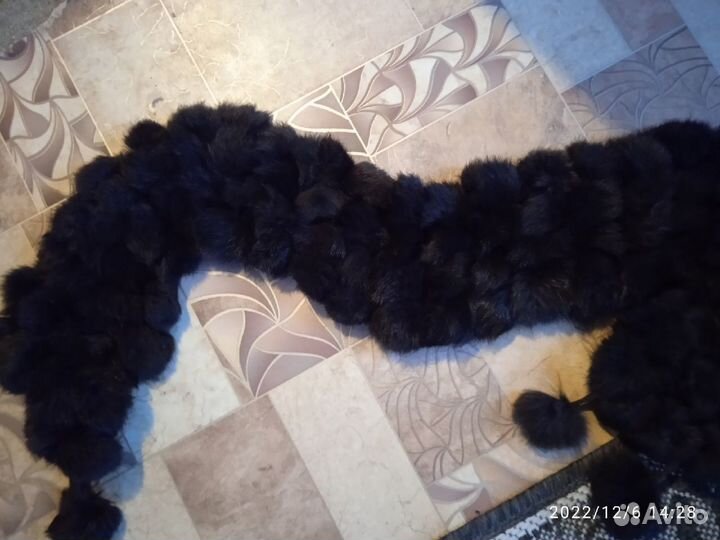 Меховой шарф dark coffee