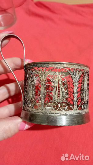 Подстаканник Мельхиор, посеребрение, Скань, кхи