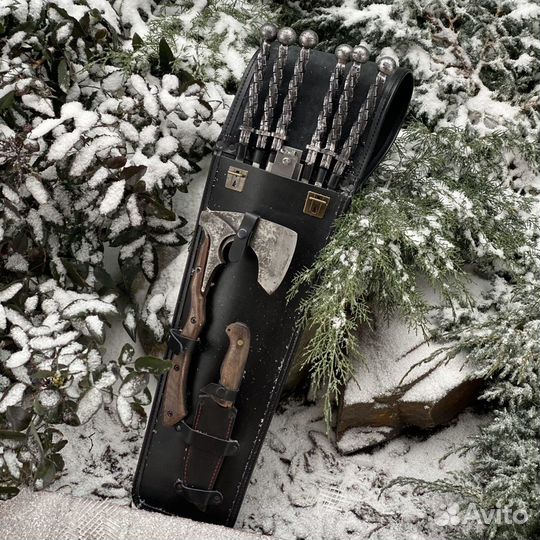 Набор шампуров в кожаном чехле «Викинг»