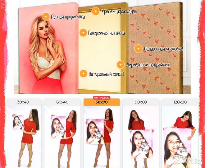 Портрет на холсте c фото