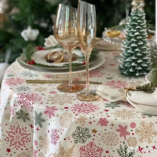 Скатерть новогодняя с водооталкивающей пропиткой