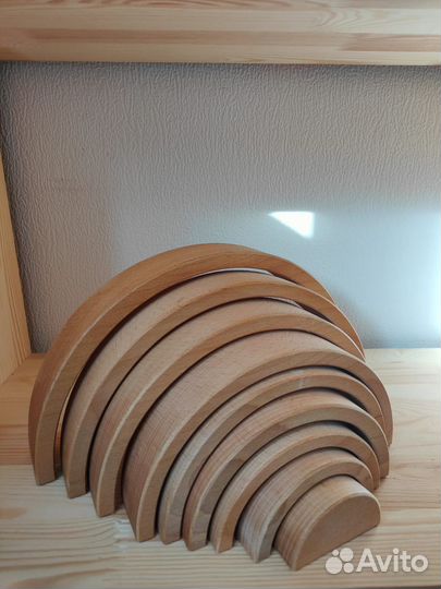 Деревянный конструктор радуга. Балансир Монтессори