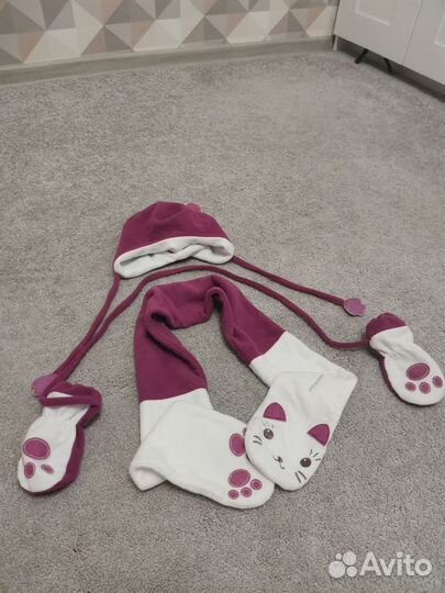 Комплект шапка, шарф, варежки