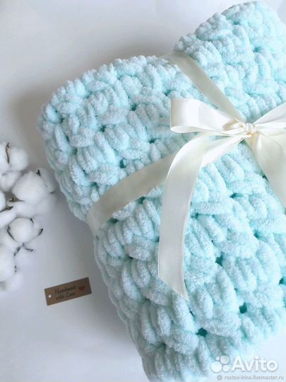 Плед детский вязаный на выписку