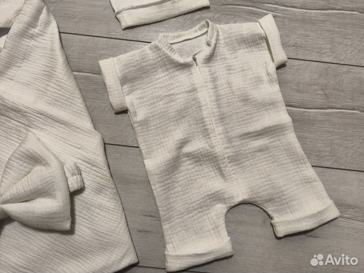 Комплект на выписку. Лето. Муслин. 4 предмета