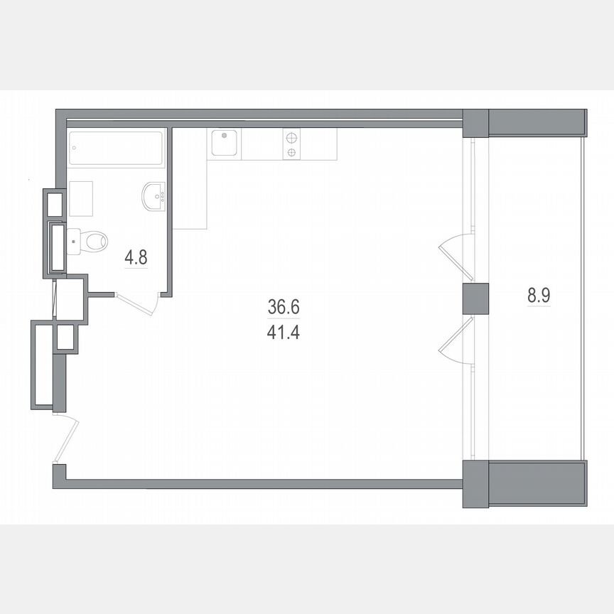 Апартаменты-студия, 41,4 м², 10/12 эт.