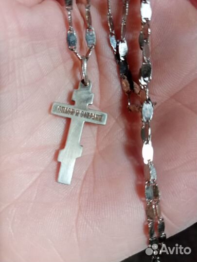 Цепочка с крестиком серебро
