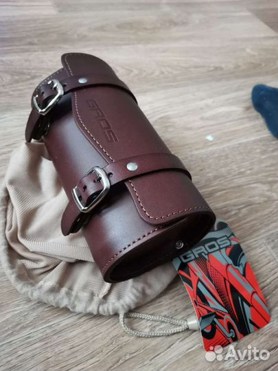 Кожаная сумка gros мото вело 2 застежки