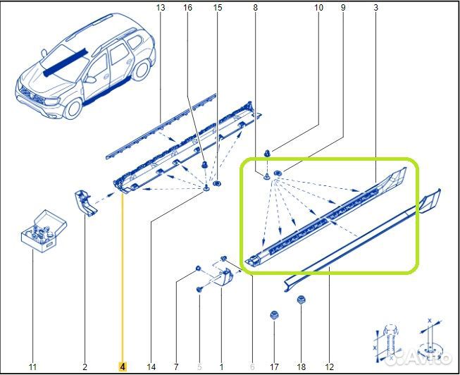 Накладка порога левая Renault Duster