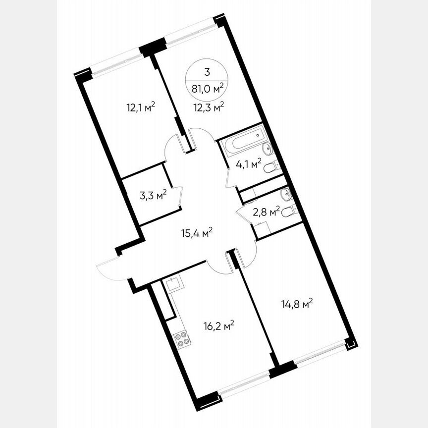 3-к. квартира, 81 м², 5/17 эт.