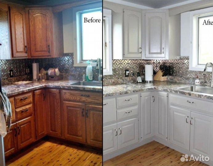 Реставрация фасадов кухни, шкафов, дверей, столов