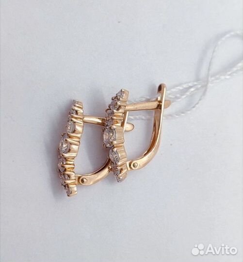 Серьги с синтетическим камнем Золото