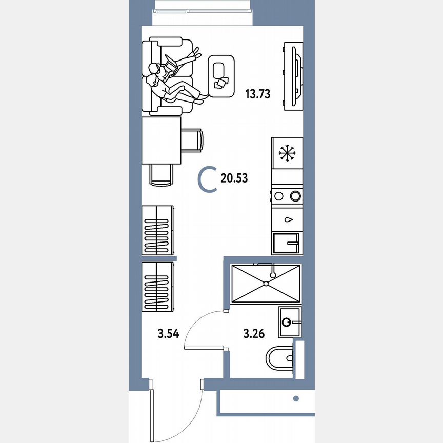 Квартира-студия, 20,5 м², 9/23 эт.