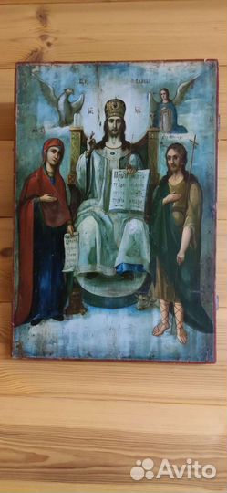 Икона Иисус Х на троне с Богородицей с И.Предтечим