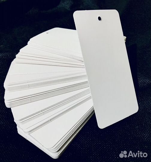 Бирки картонные белые, этикетки для одежды, биркод