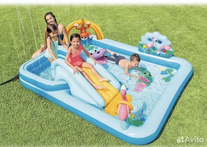 Детский надувной бассейн с горкой