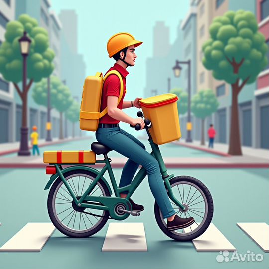 Курьер в доставку на велосипеде