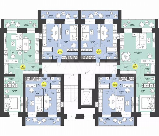 1-к. квартира, 40,1 м², 9/9 эт.