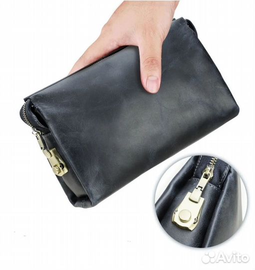 Винтажный мужской клатч из нат-й кожи