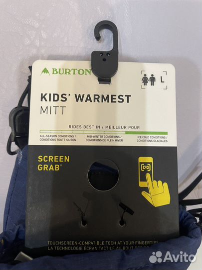 Burton warmest варежки Large на 10-13 лет новые
