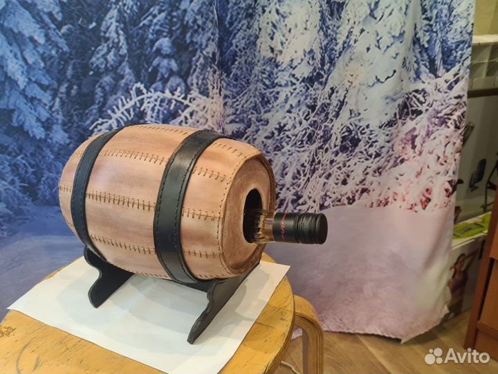 Бар бочка кожаная ручной работы.Отличный подарок