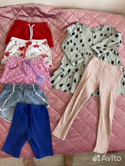 Лосины,шорты,платья на девочку 98-110