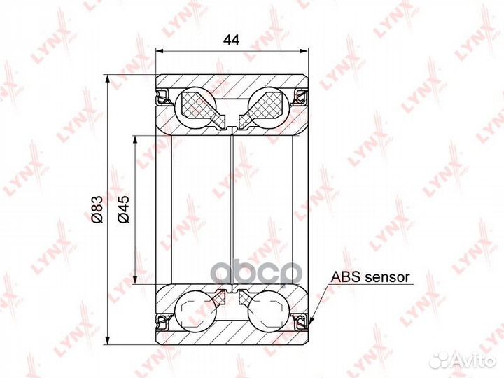 Подшипник ступицы передний с ABS, 44x45x83 WB-1