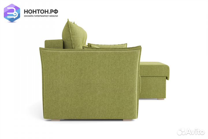 Диван угловой еврокнижка Бруклин зеленый