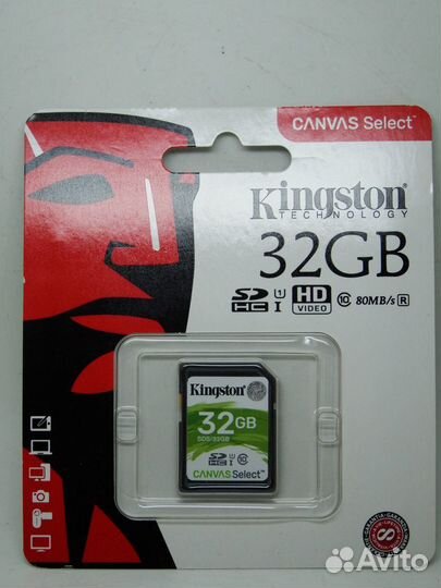 Карта памяти sdhc 32GB kingston Canvas Select UHS